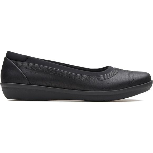 Clarks Women's Ayla Low Ballet Flat, Black Synthetic Nubuck Size 10M - Picture 3 of 5